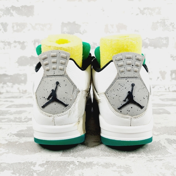 Air Jordan 4 Retro Rasta White Lucid Green Logo Lace Up Athletic Sneakers E344 - Picture 6 of 13